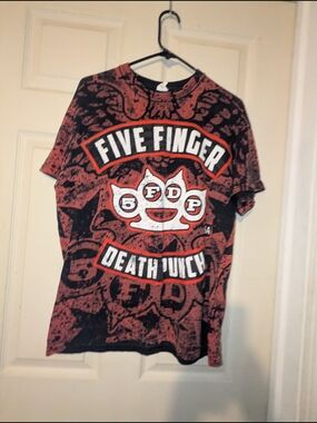 Anvil Red and Black Five Finger Death Punch Graphic Tee
